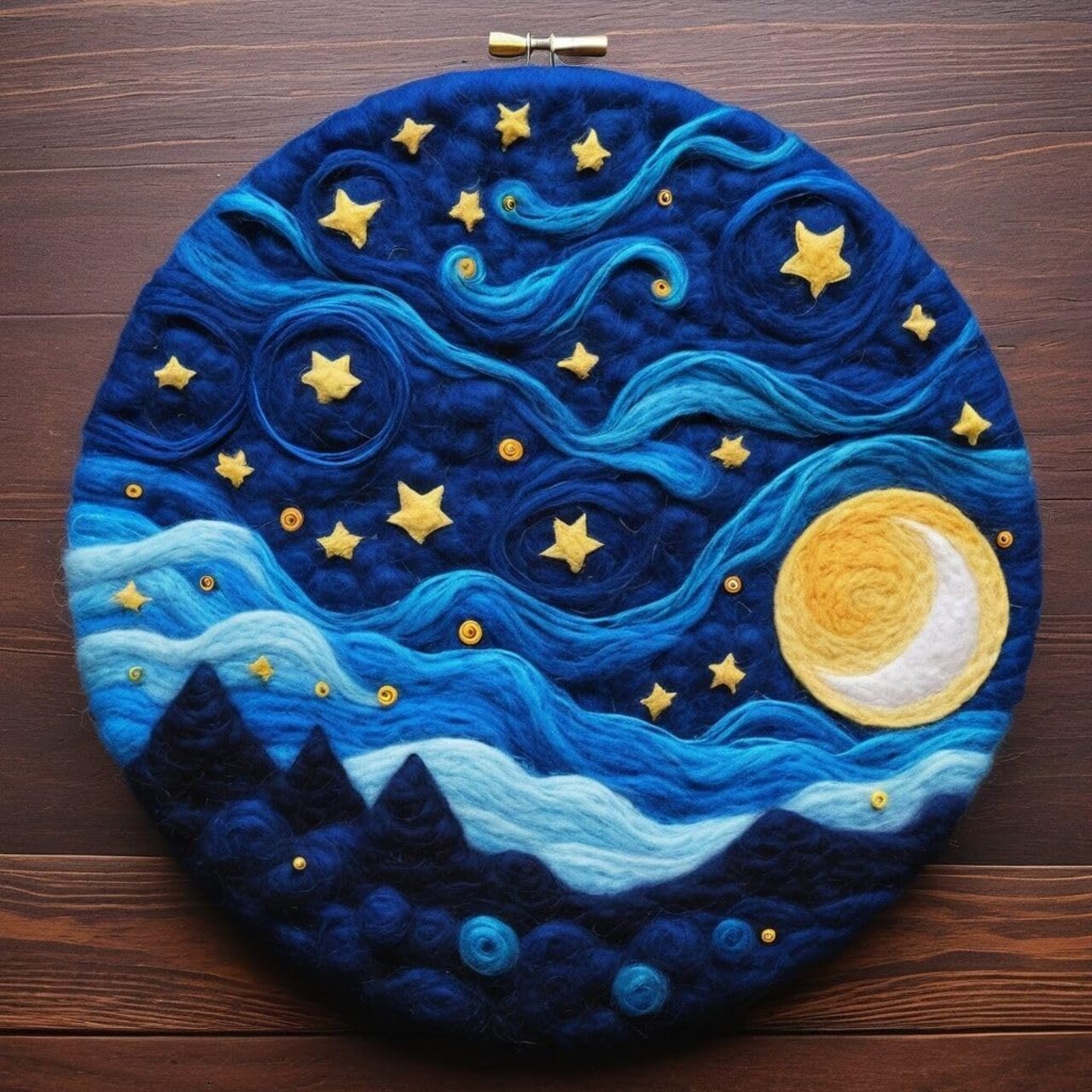 Needle Felting Kits Beginners, Natural Landscape DIY Wool Needle Felting Starter Kit, Floral Needle Felt Set with Foam Pad, Felt Cloth and Instructions, Used for Home Decoration (Blue)